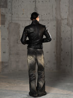 Black Brown Red Washed Jeans