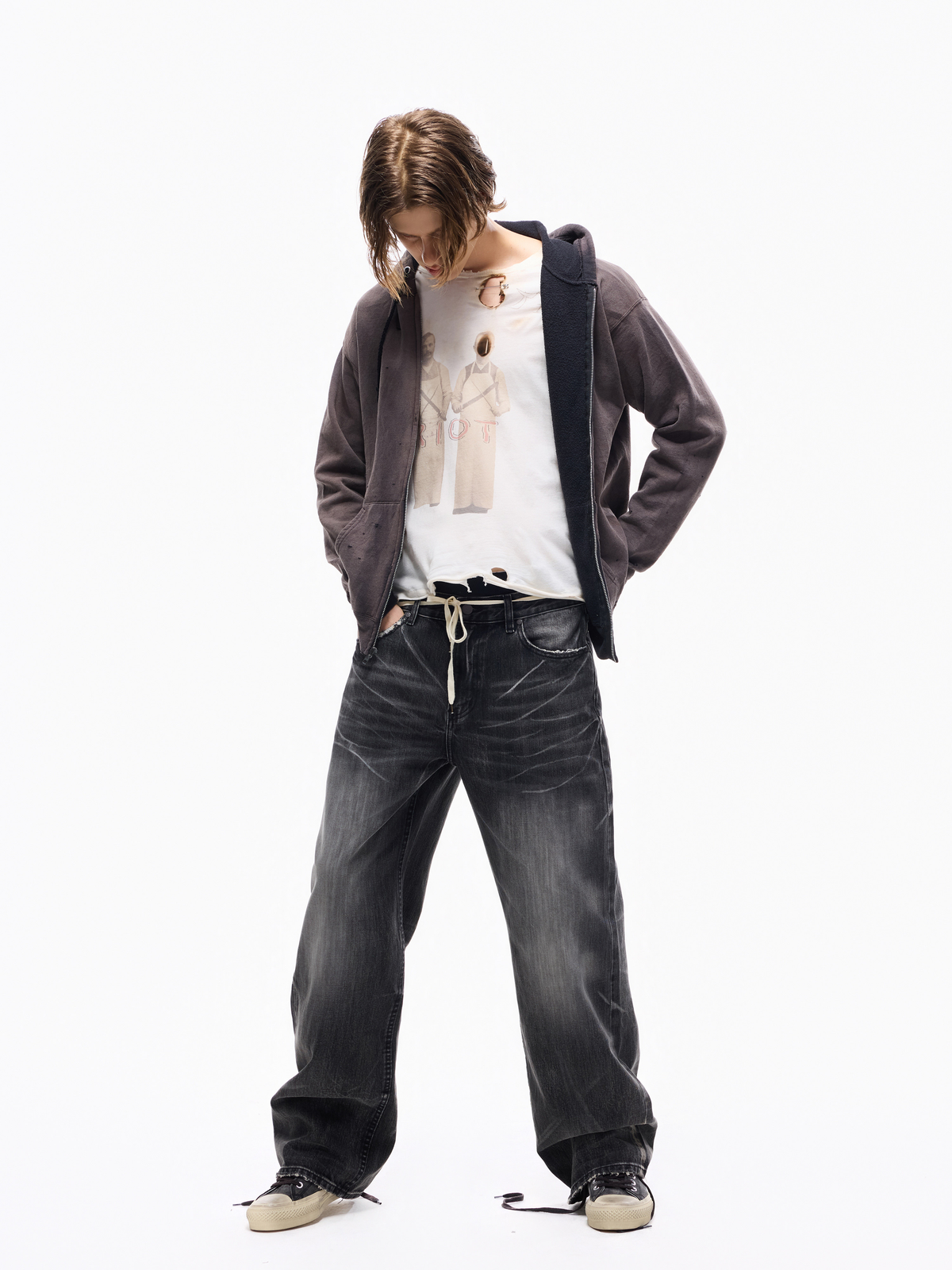 Wind08 Black Soul Selvedge Washed Straight Jeans