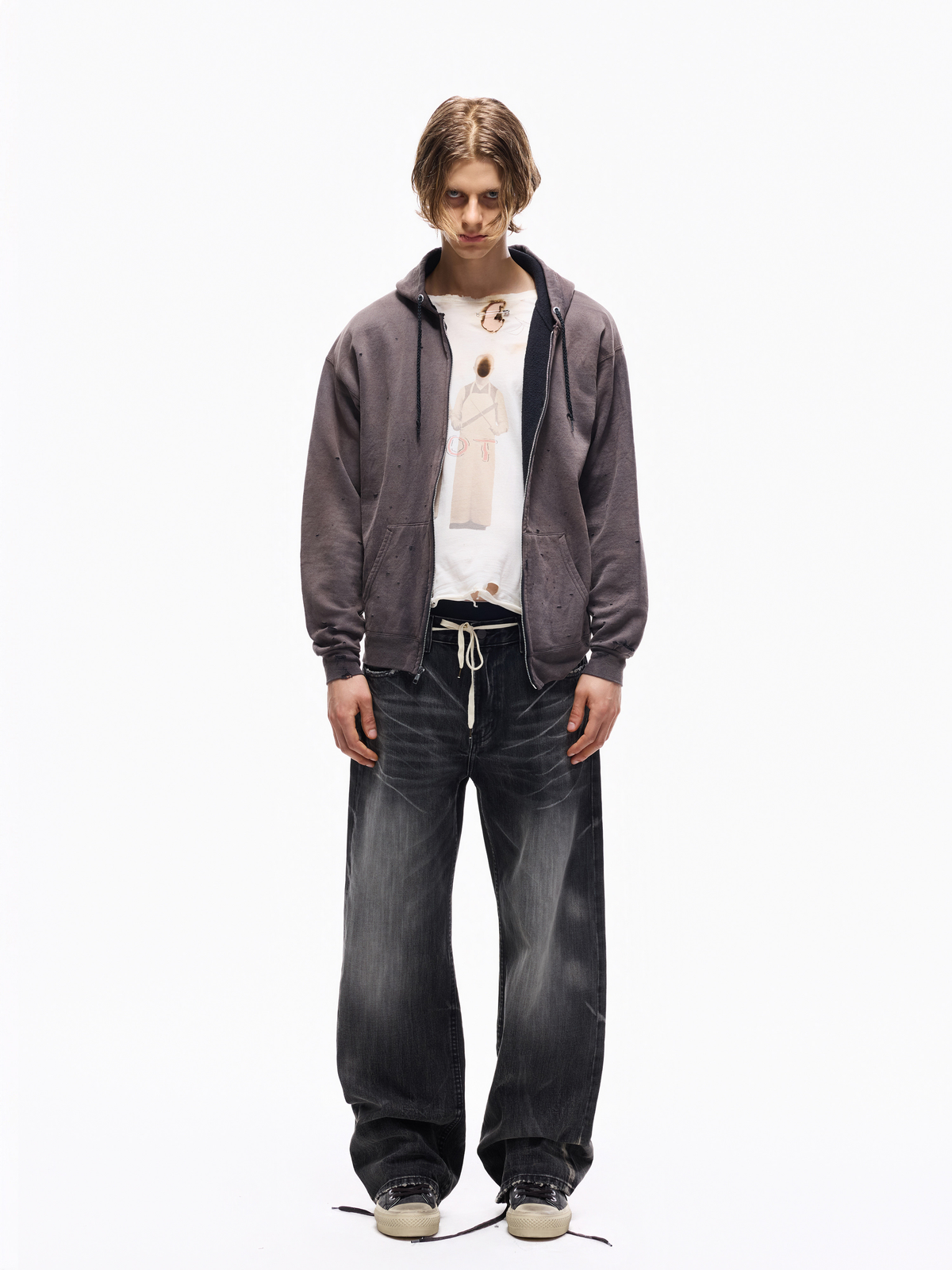 Wind08 Black Soul Selvedge Washed Straight Jeans