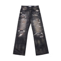 TBR Black Okayama Patchwork Distressed Relaxed Straight Jeans