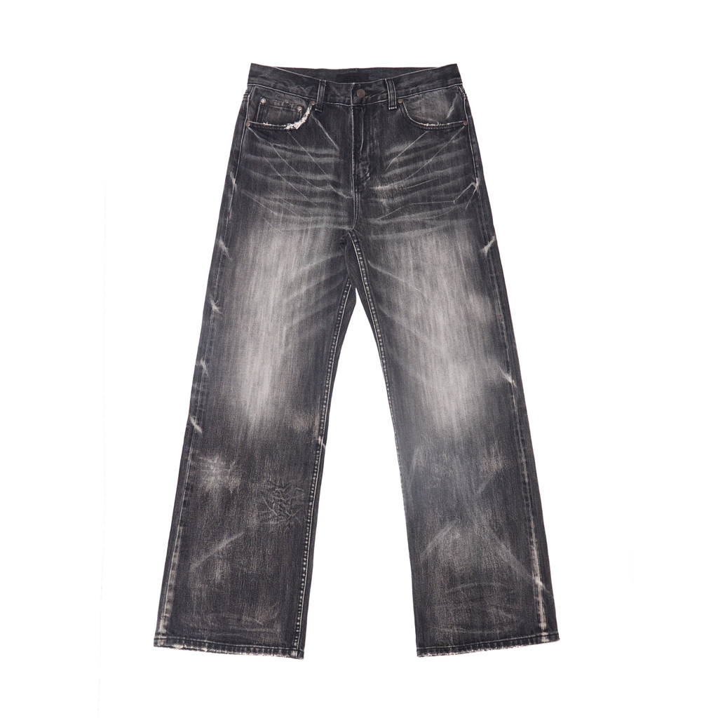 Wind08 Black Soul Selvedge Washed Straight Jeans
