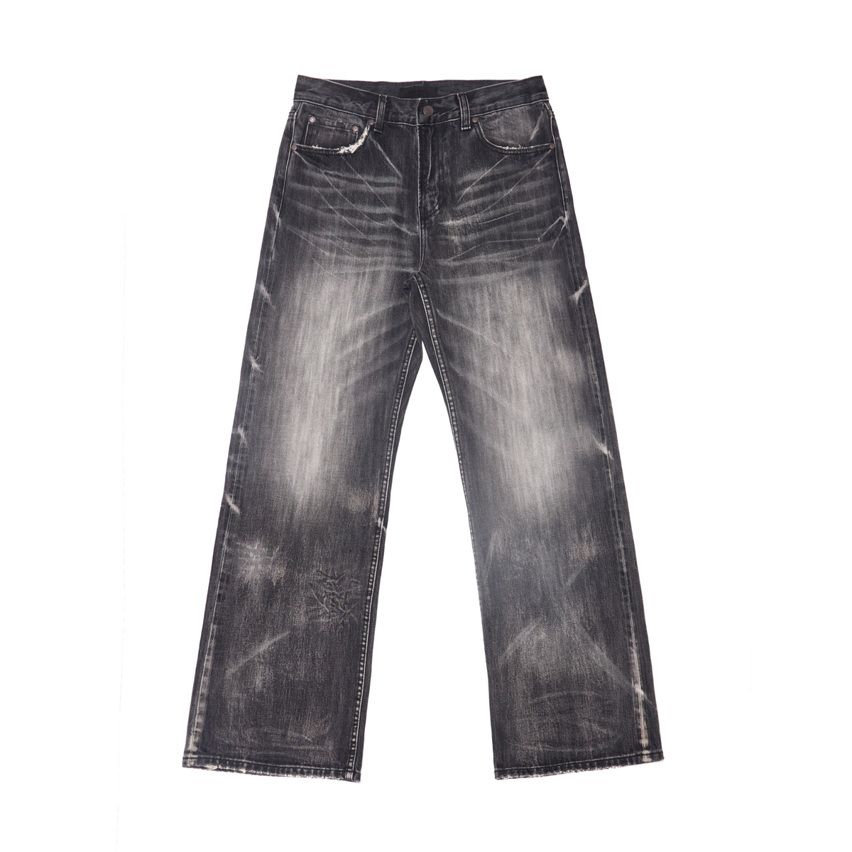 Wind08 Black Soul Selvedge Washed Straight Jeans