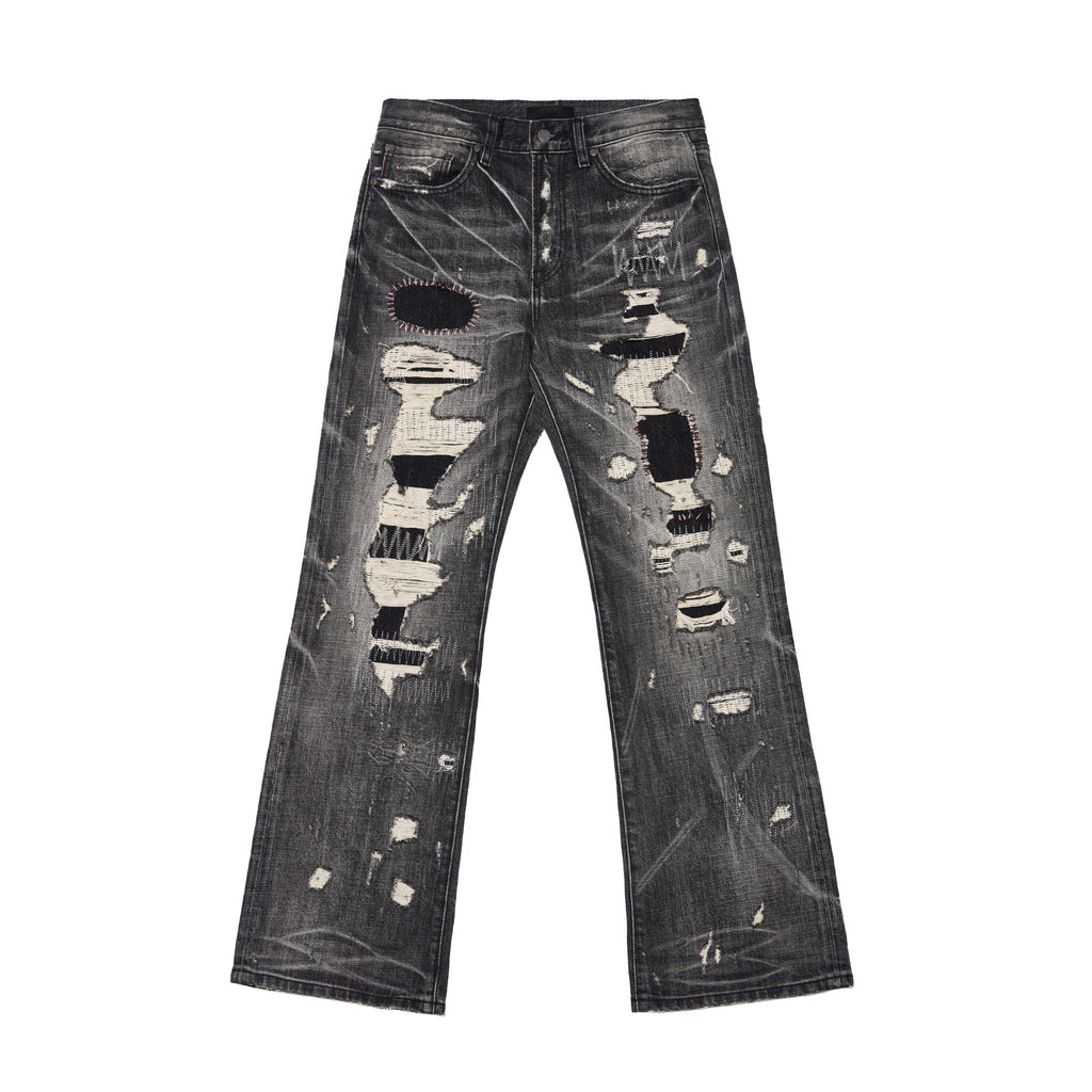 Wind06 Black Soul Patch Flare Jeans