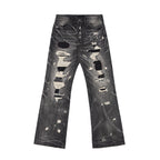 Wind06 Black Soul Patch Flare Jeans
