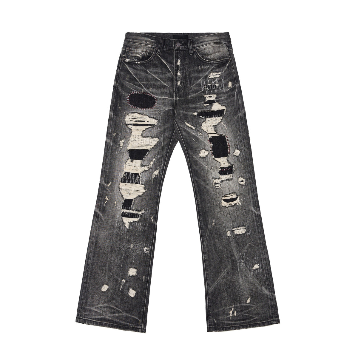 Wind06 Black Soul Patch Flare Jeans