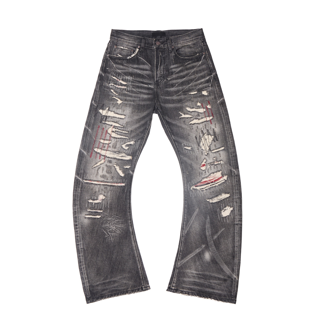 Wind07 Black Soul Washed Curved Jeans