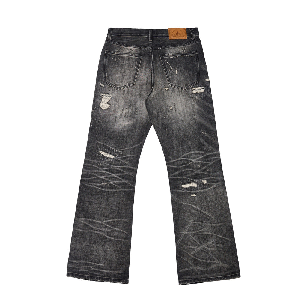 Wind06 Black Soul Patch Flare Jeans