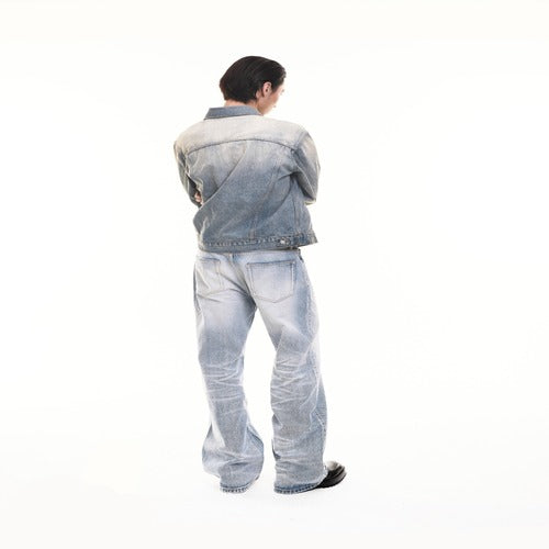TBR King Denim 10 Snow Wash Blue Relaxed Straight Jeans