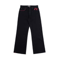 TBR Star Embroidered Black Selvedge Relaxed Straight Jeans