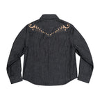 TBR Okayama Raw Denim Western Embroidered Black Jacket