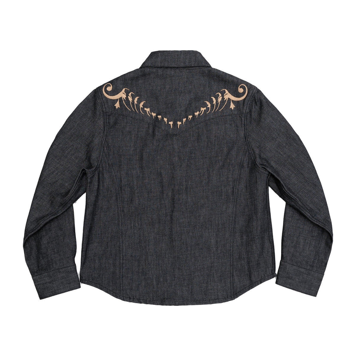 TBR Okayama Raw Denim Western Embroidered Black Jacket