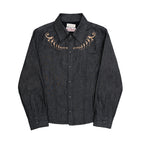 TBR Okayama Raw Denim Western Embroidered Black Jacket
