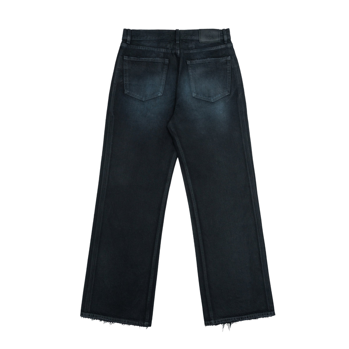 TBR Peacock Blue Waxed Distressed Baggy Jeans