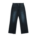 TBR Peacock Blue Waxed Distressed Baggy Jeans