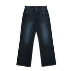 TBR Peacock Blue Waxed Distressed Baggy Jeans