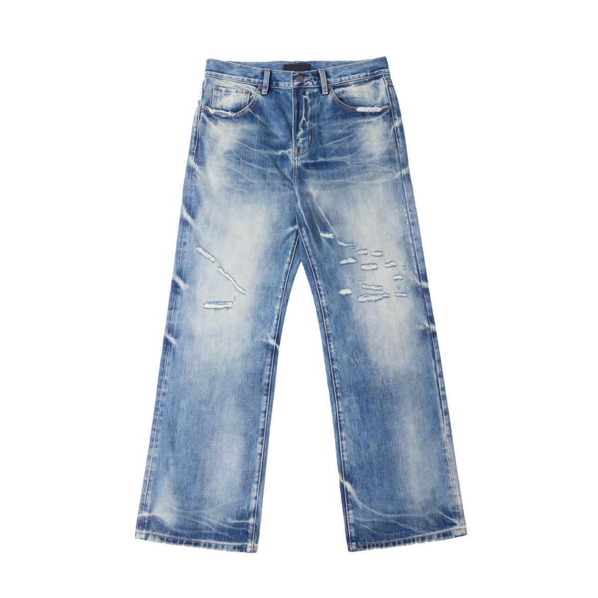 Wind02 Glacier Distressed Straight Jeans