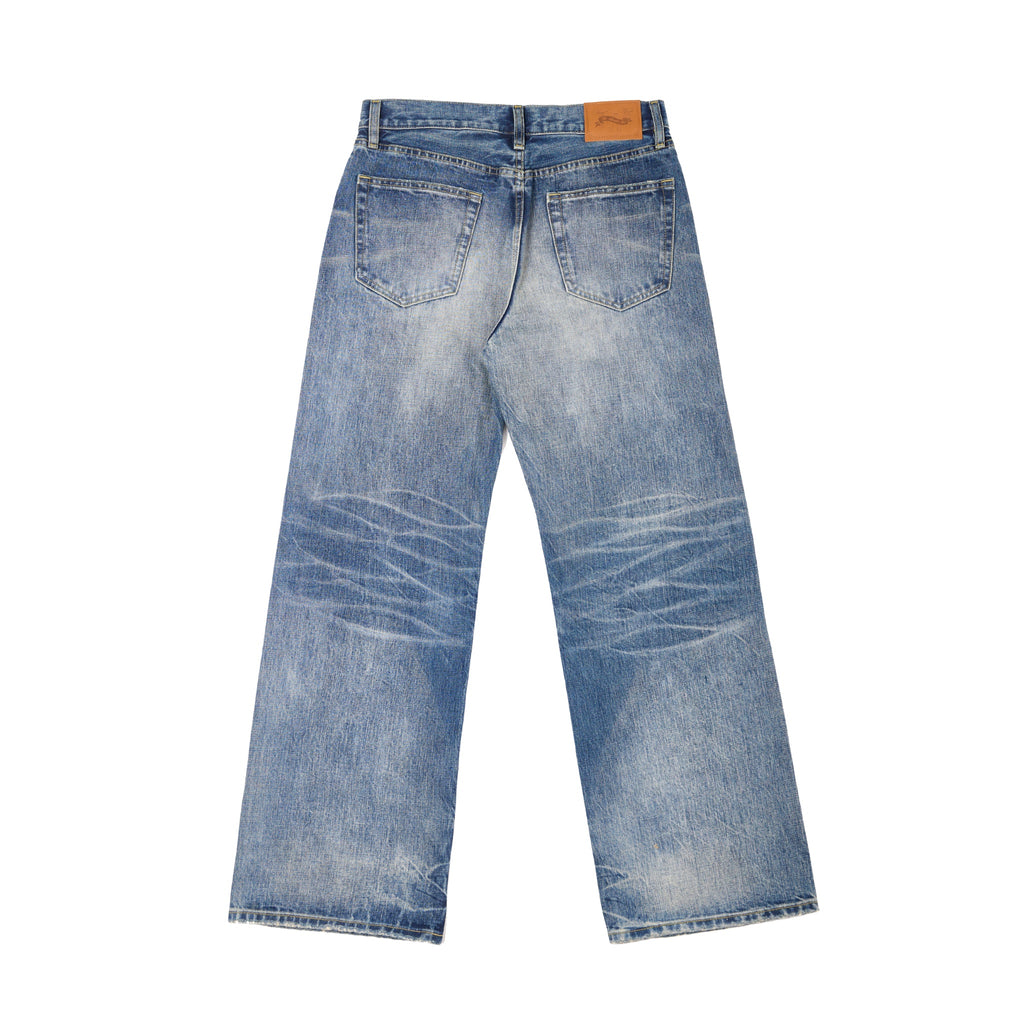TBR 003 Selvedge Vintage Blue Washed Relaxed Straight Jeans