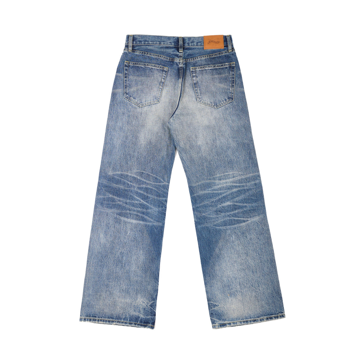 TBR 003 Selvedge Vintage Blue Washed Relaxed Straight Jeans
