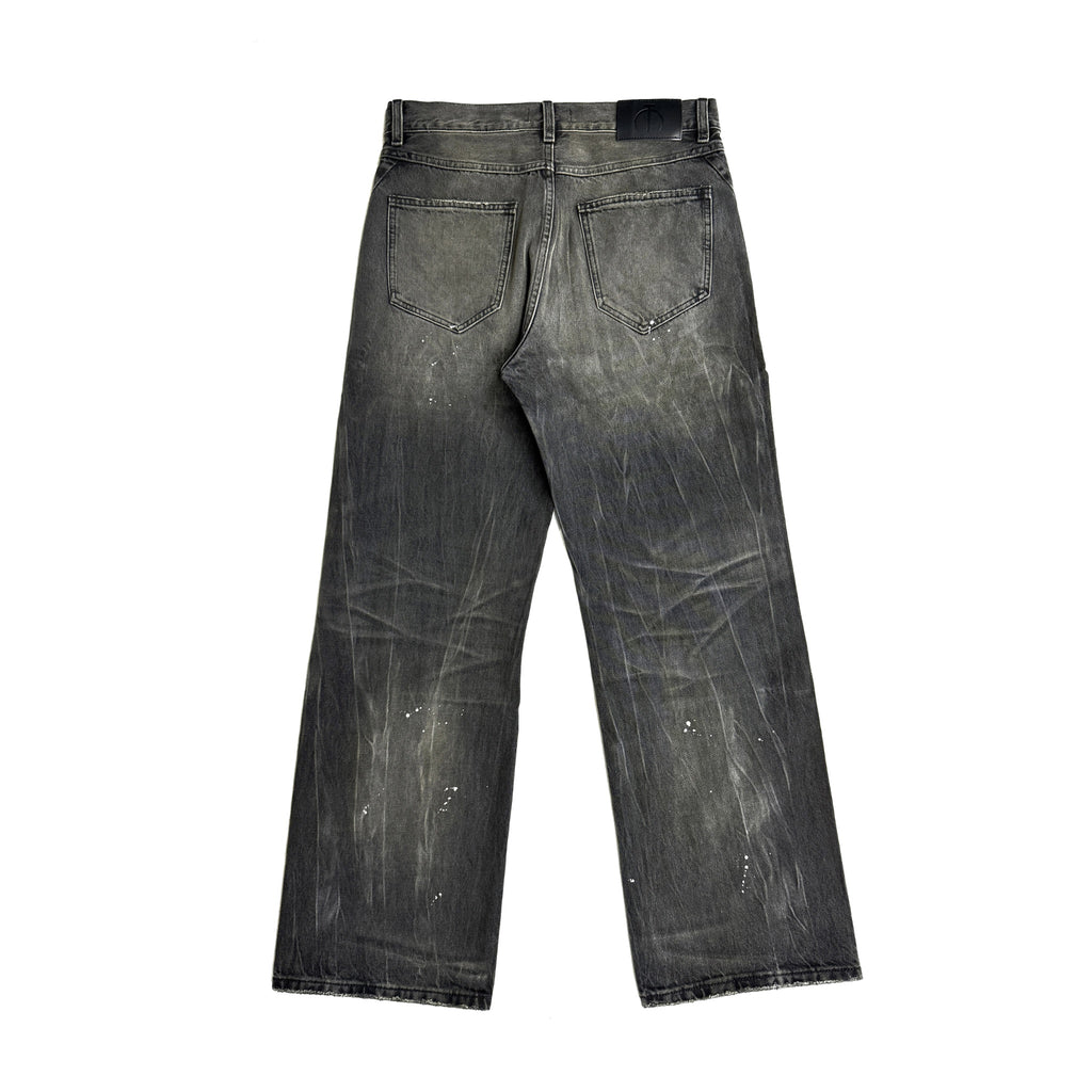 TBR King Denim Laser Silver Rivet Mud-Dyed Black Jeans
