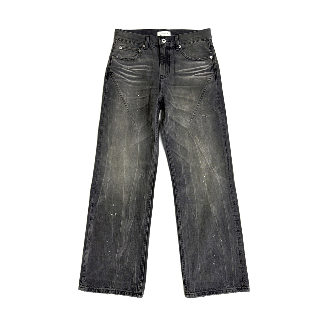 TBR King Denim Laser Silver Rivet Mud-Dyed Black Jeans
