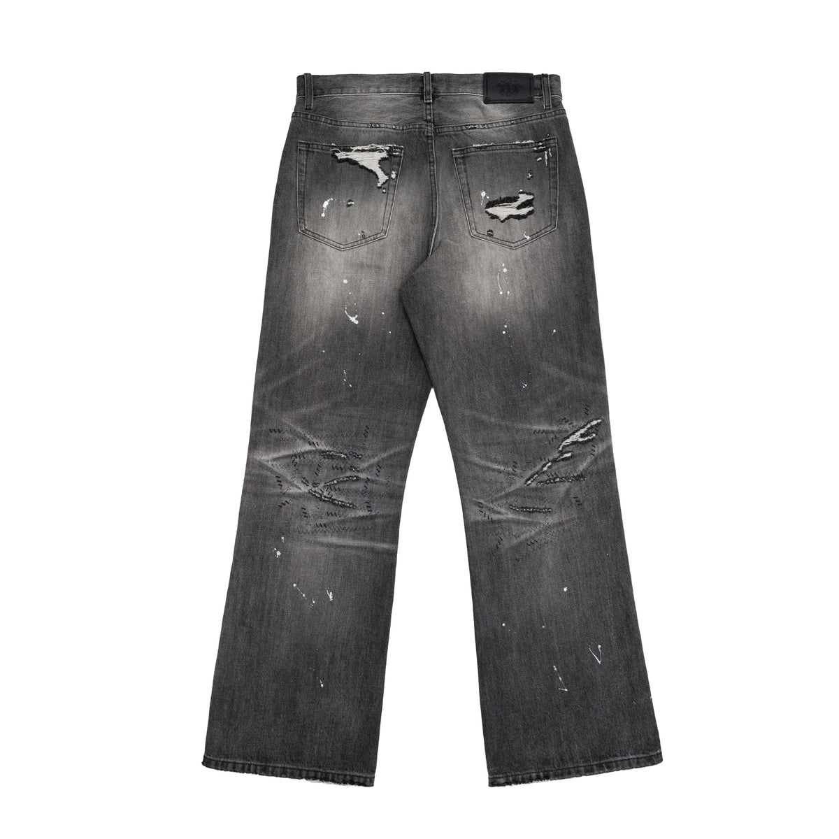 TBR Cocoon Patch Rivet Relaxed Straight Jeans