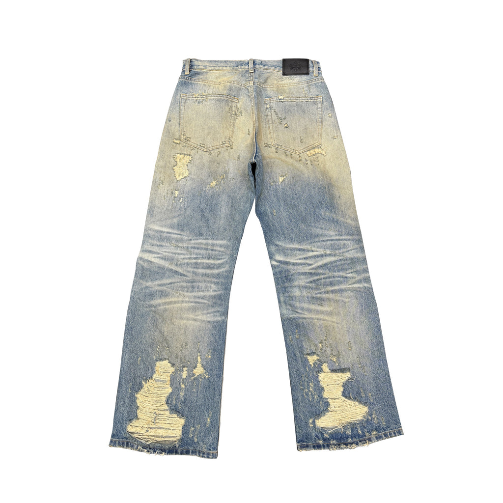 TBR Vintage Patchwork Distressed Straight Jeans