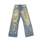 TBR Vintage Patchwork Distressed Straight Jeans