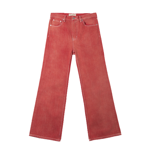 TBR Red Flame Raw Denim Relaxed Straight Jeans