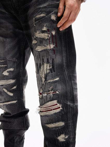 Wind07 Black Soul Washed Curved Jeans