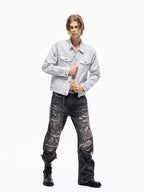 Wind07 Black Soul Washed Curved Jeans