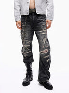 Wind07 Black Soul Washed Curved Jeans