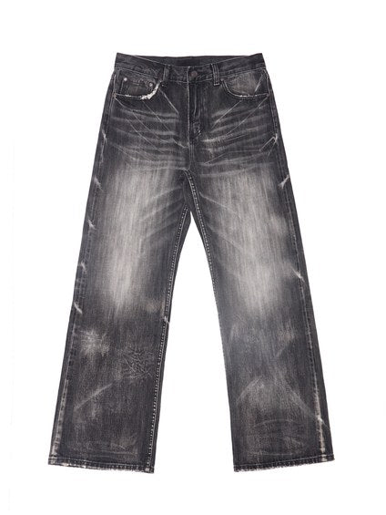 Wind08 Black Soul Selvedge Washed Straight Jeans