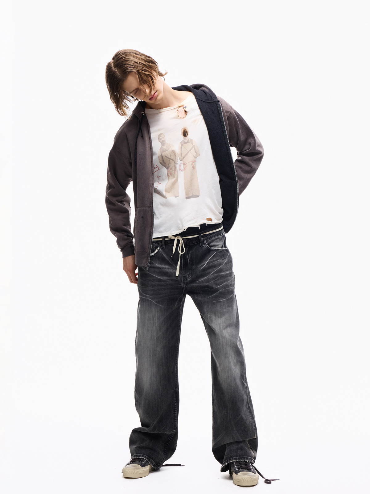 Wind08 Black Soul Selvedge Washed Straight Jeans