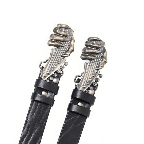 TBR Demon Claw Guitar Washed Embossed Leather Belt