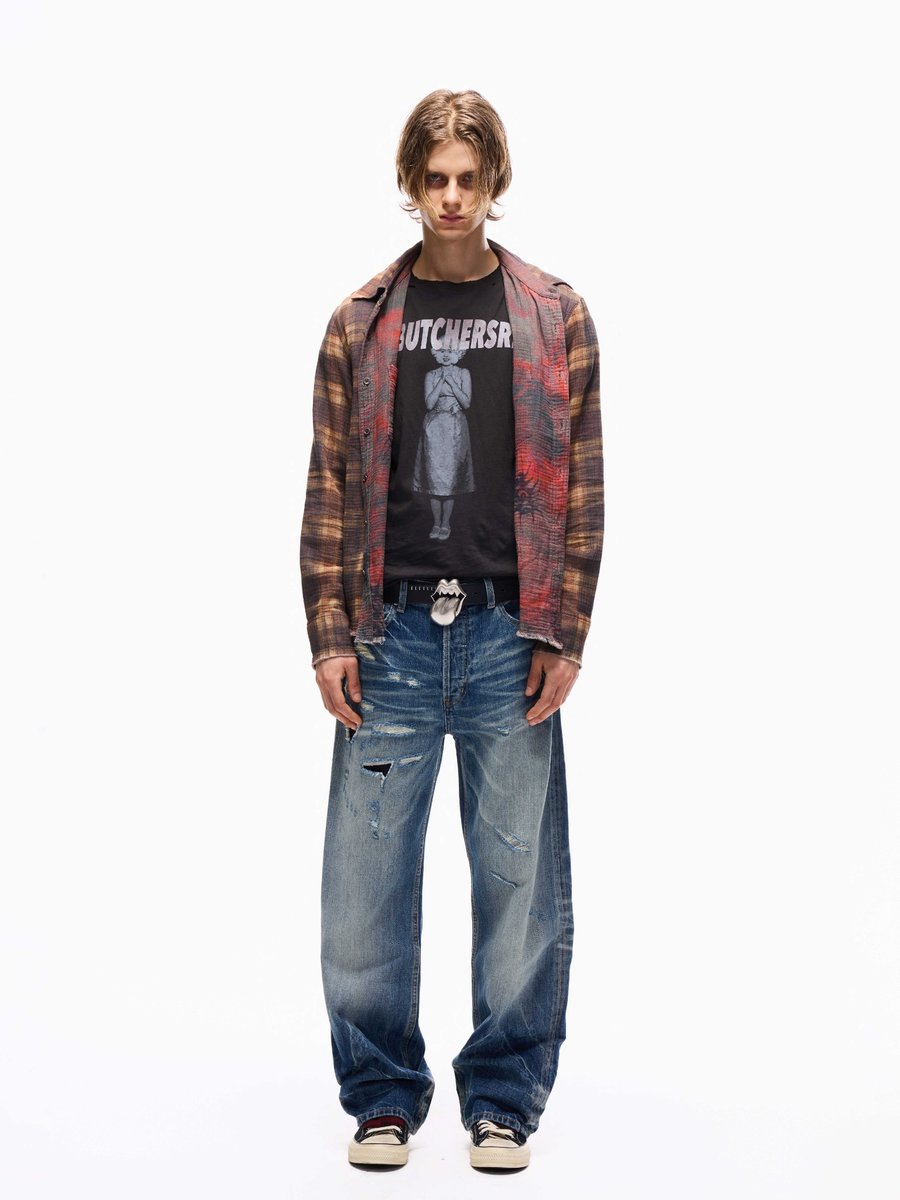 Wind03 Ice Flame Patch Washed Jeans