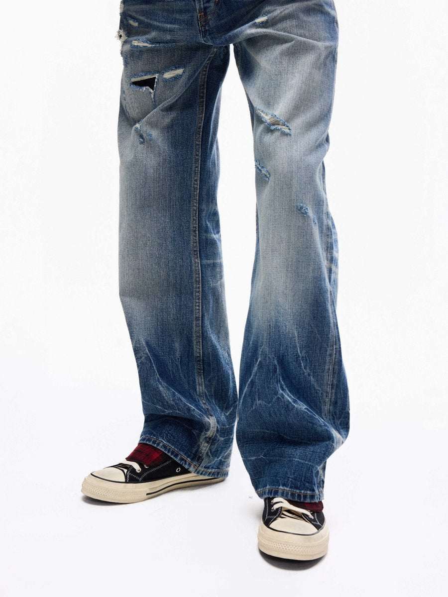 Wind03 Ice Flame Patch Washed Jeans