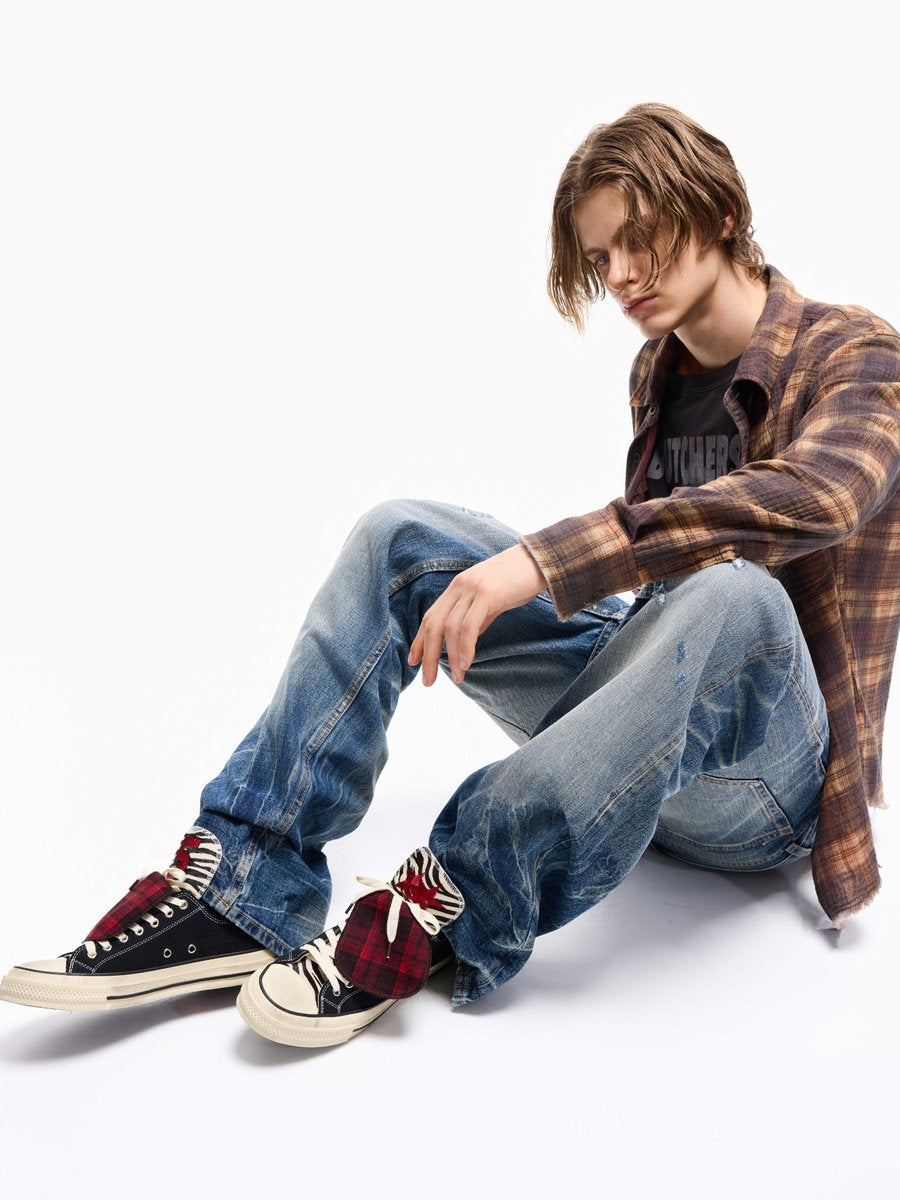 Wind03 Ice Flame Patch Washed Jeans