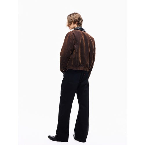 TBR Star Embroidered Black Selvedge Relaxed Straight Jeans